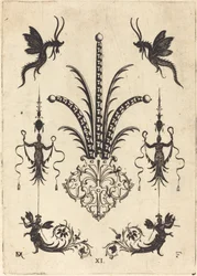 Brooch with Table-Stones, Winged Animals at Top, and Winged Human Beings at Bottom