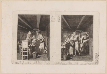 Ludwig meagerly supports the family through his work [left]; The father returns to his family enriched with treasures [right]