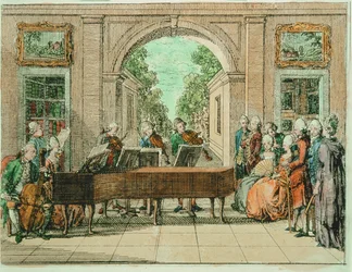The concert, coloured engraving from Basedows Elementarwerk