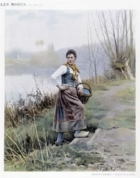 Woman returning from the river by R. Knight, circa 1905