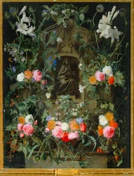 The Virgin in a Wreath of Flowers