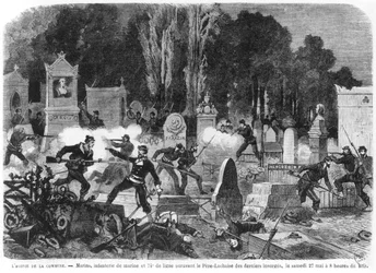 Agony of the Commune, Last Fights in the Cemetery of Pere Lachaise, Engraved by Louis Joseph Amedee Daudenarde, Illustration from 