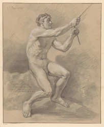 Seated Male Nude, Seen from the Side (1st Prize 1777)