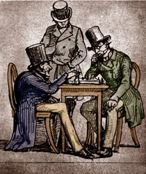 Soren Kierkegaard Playing Chess (pen and ink with wash on paper)