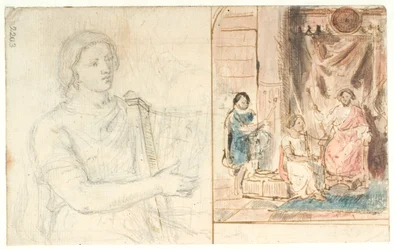 David Playing the Harp for Saul. Left: Draft for the David Figure
