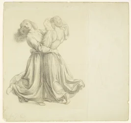 The Bower Meadow - Drapery Study for the Two Girls Dancing