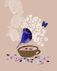 Whimsical Blue Bird Tea