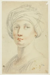 Portrait Bust of Young Woman in Turban