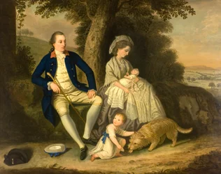 Portrait of Charles Watson, Esq, and his wife, Lady Mary, with their two children, James and Anne, in a landscape