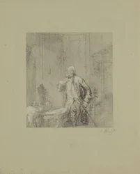 Man in Front of a Mirror in an Eighteenth-Century Interior