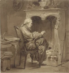 Old Man Warming Himself by the Hearth