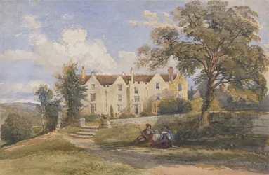 Group Seated in Grounds of a Large House