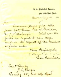 Letter from David D. Porter, U.S.S. Black Hawk, Cairo, Illinois, to Seth Ledyard Phelps, August 25, 1863