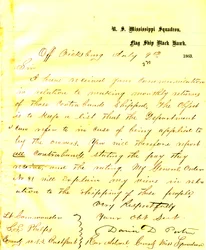 Letter from David D. Porter, U. S. S. Black Hawk, off Vicksburg, to Seth Ledyard Phelps, commanding the U. S. S. Eastport, July 9, 1863