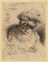Bust of an old man with beard wearing a turban