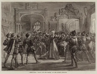 Scene from Twixt Axe and Crown, at the Queen