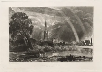 Salisbury Cathedral from the Meadows (Small Plate), 1855