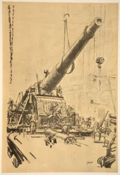 Mounting a great gun, illustration from 