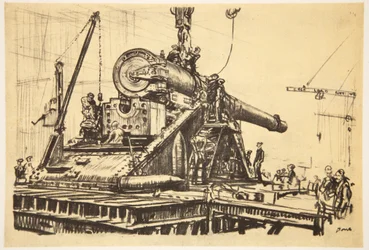 Mounting a great gun, illustration from 