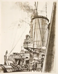 On a battleship: the after deck, illustration from 