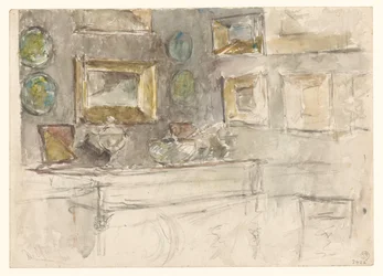 Corner of a Room with Paintings on the Wall