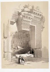 Baalbek Gate in Lebanon, drawing made on 07/05/1839 in 