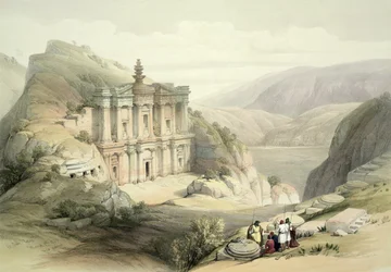 El Deir, Petra, March 8th 1839, plate 90 from Volume III of 