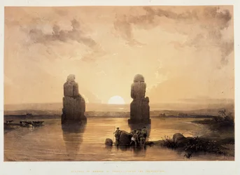 Statues of Memnon (Colosses of Memnon) at Thebes, During the Inundation - in 