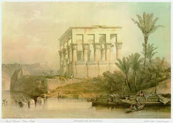 The Colonnade of the Isis Temple, Still on Its Original Island, Submerged During the Construction of the Nile High Dam