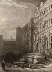 The great court of Heidelberg, engraved by H. Winkles, illustration from 