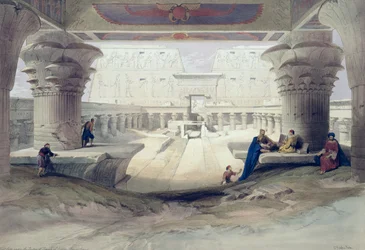 View from under the Portico of Temple of Edfou, Upper Egypt, plate 32 from Volume I of Egypt and Nubia, engraved by Louis Haghe