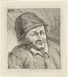 Bust of a Man with Hat Facing Right