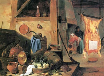 Kitchen Interior with Still-life and Slaughtered Ox
