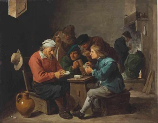 Peasants Playing Cards in an Interior