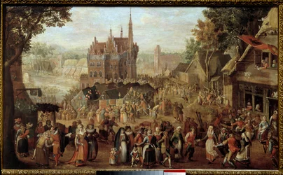 Kermesse in Audenarde (Belgium). Party in Front of the Village Church. Painting by David Vinckboons (1576-1629)