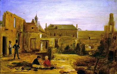 Soldiers in the Ruins of the Chateau of Hougoumont, Waterloo
