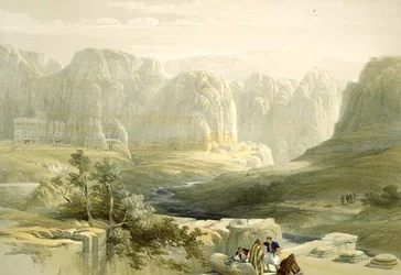 Petra looking South, March 9th 1839, plate 106 from Volume III of The Holy Land, engraved by Louis Haghe, pub. 1849