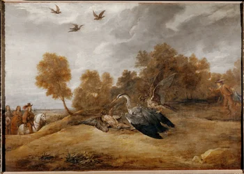 Archduke Leopold Wilhelm hunting herons with falcons