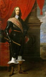 Portrait of Archduke Leopold Wilhelm of Austria with the Siege of Gravelingen in Background