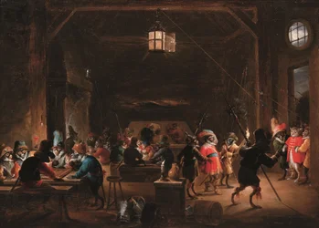 Guardroom with monkeys, c.1633
