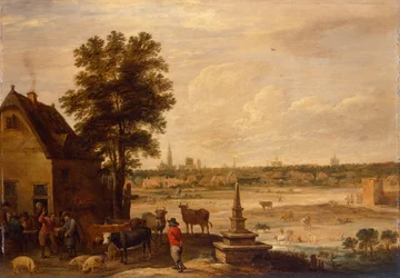 Peasants Striking a Bargain over the Sale of a Pig on the Border of the City of Antwerp