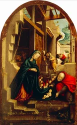 Nativity with adoring angels and shepherds