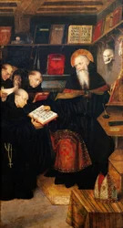 St Augustine teaching hermits, panel