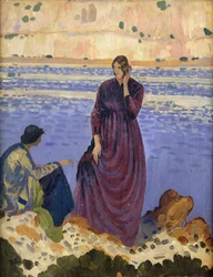 Two Women on Rocks by the Sea