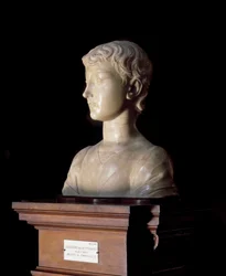 Young man. Sculpture by Desiderio da Settignano (ca. 1430-1464), 1450-1455, dimensions 40x34,5 cm, Florence, Museo Nazionale del Bargello