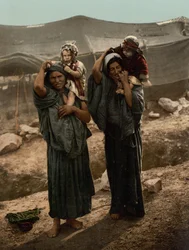Bedouins and Children outside Tent, Holy Land