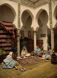 Moorish Women making Arab Carpets, Algiers, Algeria, c. 1899
