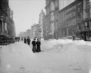 Fifth Avenue after a snowstorm, New York, c.1905