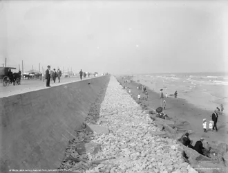 Seawall and Beach, Galveston, Texas