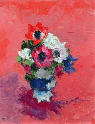 Anemones on a Red Ground